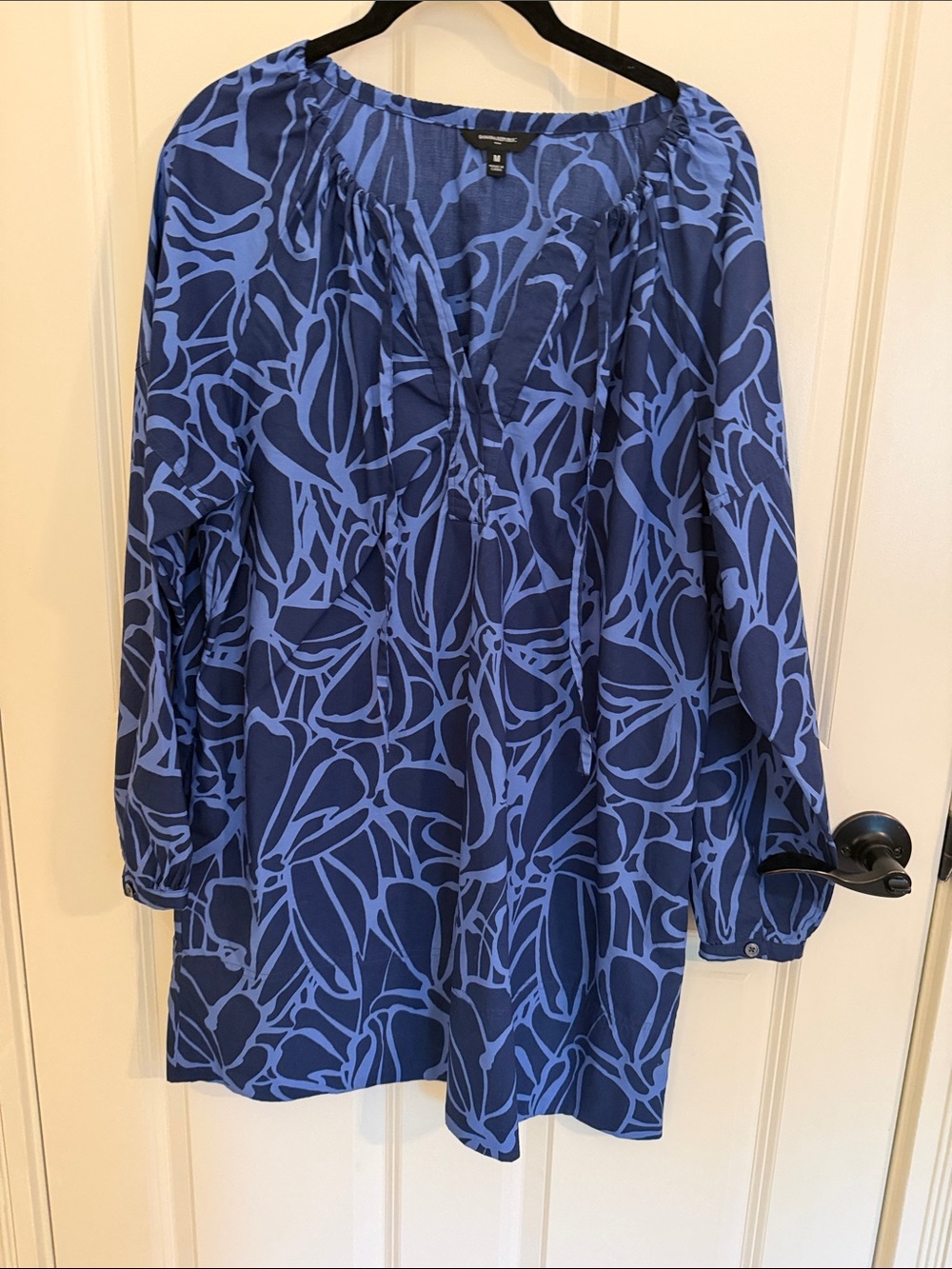 Banana Republic Navy  and Light Blue Abstract Print Dress